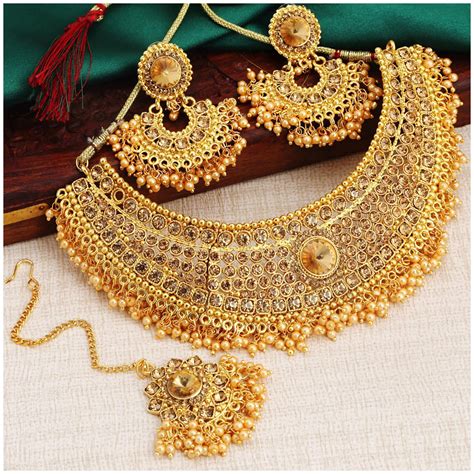 buy sukkhi traditional pearl gold plated wedding jewellery choker