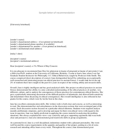 sample recommendation letters  students   ms word
