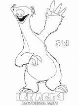 Ice Age Sid Coloring Pages Colouring Printable Drift Continental Sloth Print Sheets Color Movie Zeichnen Book Drawing Cartoon Malen Disney sketch template
