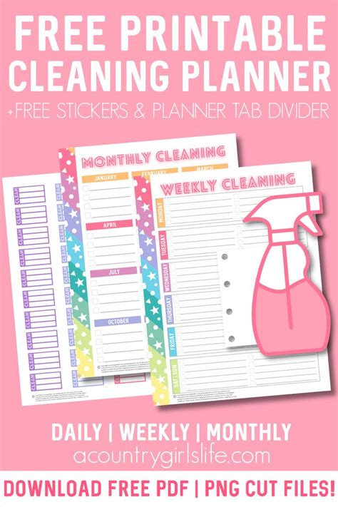 printable planner cleaning schedule  cleaning freebies