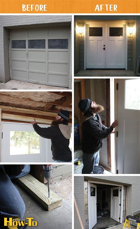double door garage conversion extreme how to diy exterior door diy