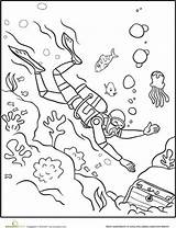 Diver Scuba Printable Diving Colouring Snorkel Aidilfitri Kad Mewarna Ausmalen Ausmalbilder sketch template