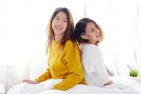 Lgbt Young Cute Asian Women Lesbian Couple Happy Moment Homosexual