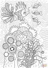 Coloring Reef Pages Coral Lionfish Printable sketch template