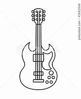 Guitar Drawing Electric Coloring Line Illustration Stock sketch template