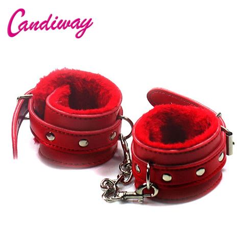 Candiway Flirt Handcuffs Toy Bondage Boutique Soft Leather Bdsm Furry
