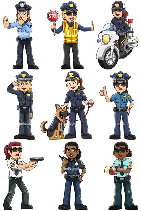 female police officers vector cartoon clipart friendlystock