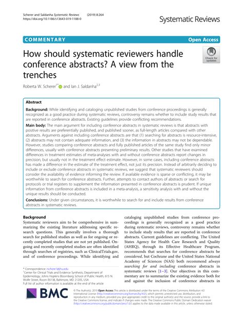 systematic reviewers handle conference abstracts