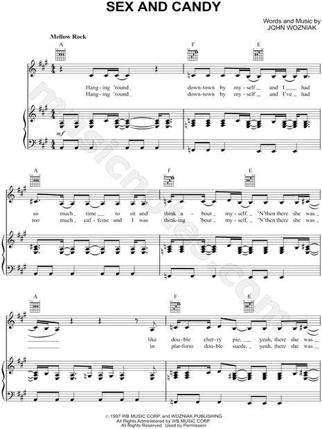 Marcy Playground Sex And Candy Sheet Music In A Major Transposable