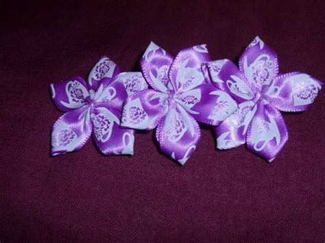 handmade purple satin flower barrette etsy handmade purple satin