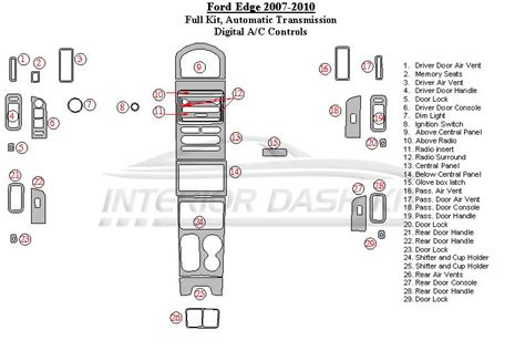 ford edge   dash trim kit full kit automatic transmission digital ac control