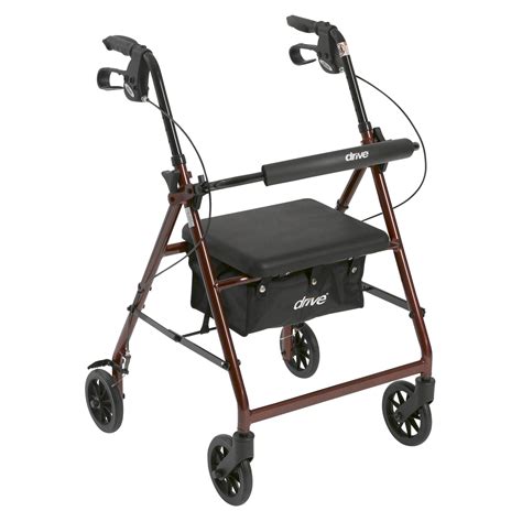 drive medical rollator rolling walker   wheels fold  removable  support padded seat