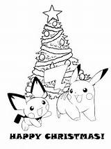 Coloring Christmas Pokemon Pages Template Pikachu sketch template