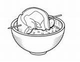 Rice Coloring Meat Steak Brochette Coloringcrew Nuggets Ramen Bowl sketch template