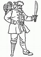 Perroquet Capitaine Concernant Colorier Greatestcoloringbook Vieux Hugolescargot épée sketch template