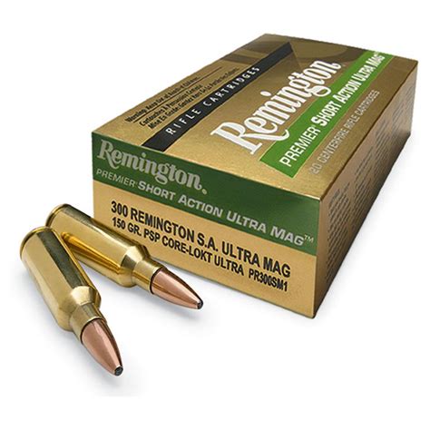 remington premier short action ultra mag  remington mag  grain psp core lokt  rounds