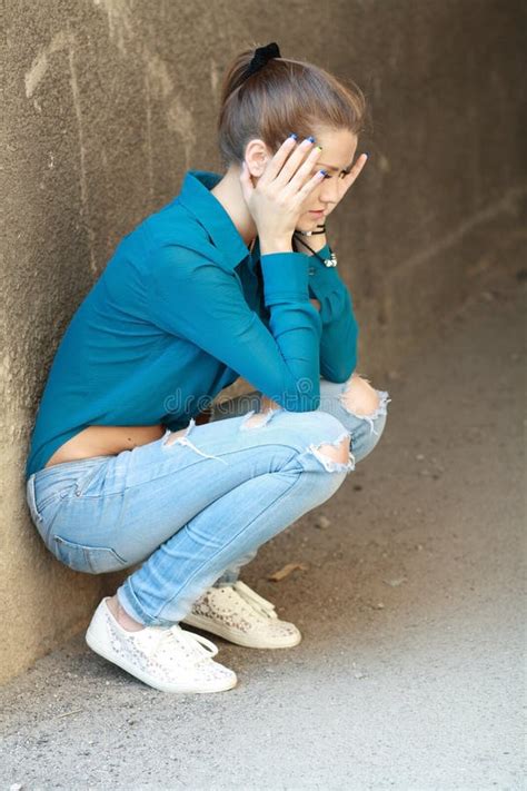 sad teenage girl stock photo image  emotion hair