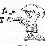 Clarinet Coloring Cartoon Playing Boy Getdrawings sketch template
