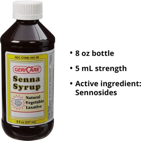 Geri Care Senna Syrup 8oz Natural Laxatives Stool Softener Sennosides 8