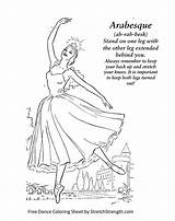 Coloring Ballet Dancer Arabesque Pages Sheet Sheets Vocabulary Dance Ballerina Choose Board Drawing sketch template