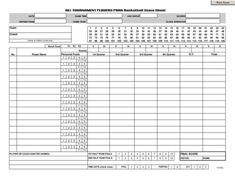 printable basketball score sheet template