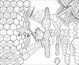 Escher Bees Pegasus Tessellation sketch template