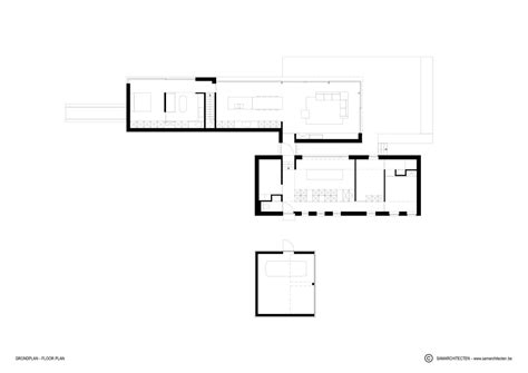 gallery   shaped house  office sam architects  ground floor plan house floor plans