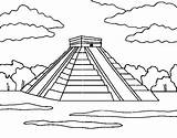 Piramides Dibujo Pirámide Itzá Chichén Piramide Chichen Itza sketch template