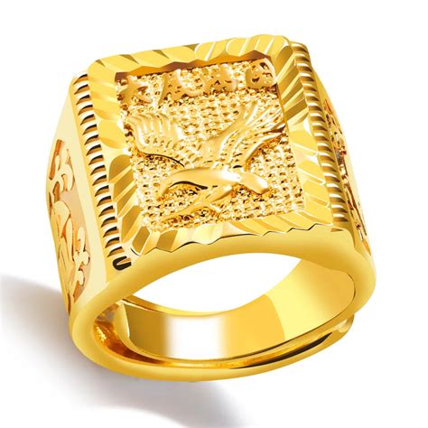 vintage gold color men ring eagle  design  open rings adjustable