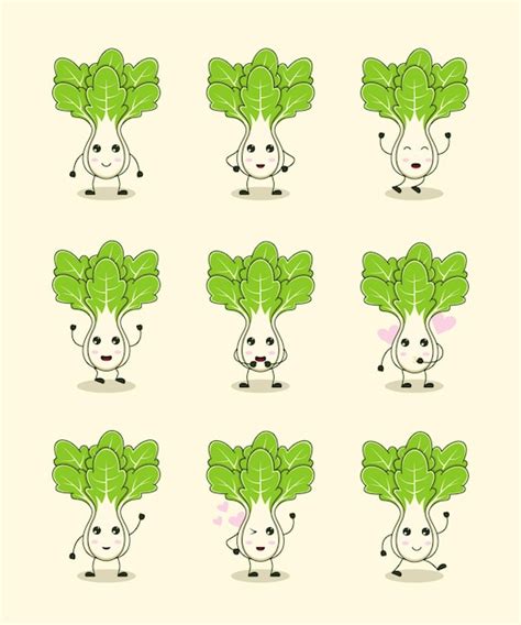 Premium Vector Cute Chinese Cabbage Set Collection