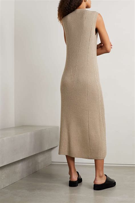 Joseph Luxe Cardigan Stitch Ribbed Cotton Wool And Cashmere Blend Midi