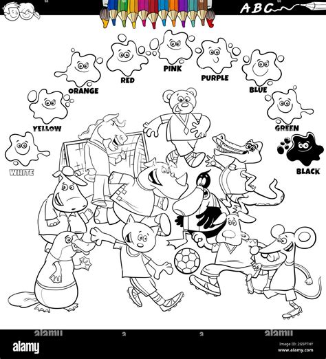 Ilustración De Dibujos Animados Educativos En Blanco Y Negro De Colores
