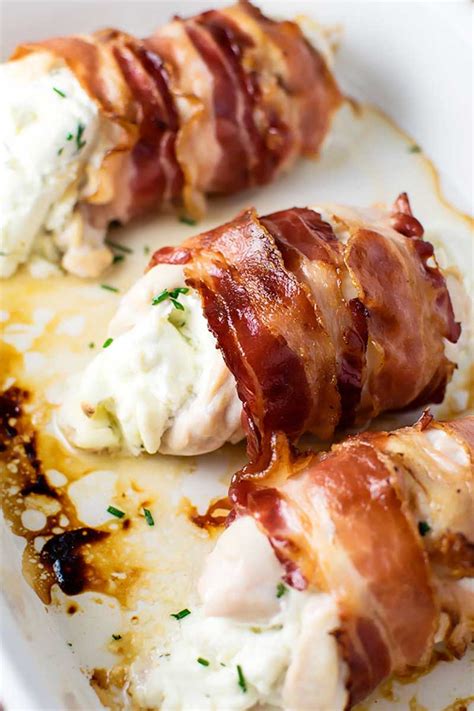 These Bacon Wrapped Cream Cheese Stuffed Chicken Breasts
