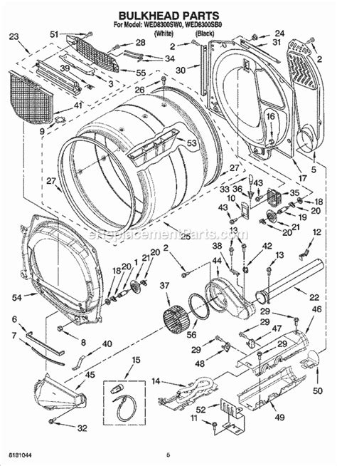 whirlpool wedsw parts list  diagram ereplacementpartscom