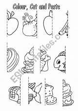 Paste Cut Food Colour Worksheet Crafts Posted sketch template