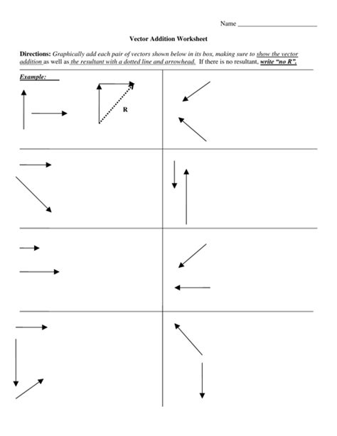 physics vector addition worksheet