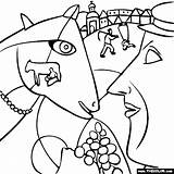 Chagall Marc Village Coloring Pages Thecolor Online Kids Painting Picasso Famous Painter Master Color sketch template