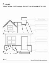 Parts House Worksheets Color Colour Kindergarten Preschool Activities Grade Activity Coloring Printable Kids Worksheet Label First Colouring Writing Sheets Cleverlearner sketch template
