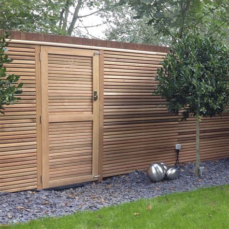 cm wide cedar slatted garden gate bevel edge slats  mm gaps contemporary fencing