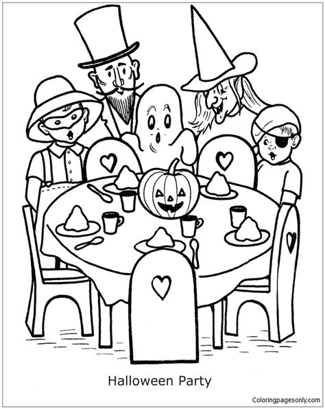 halloween party coloring page  printable coloring pages