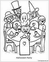 Halloween Party Coloring Pages Color Holidays Kids Getdrawings Getcolorings sketch template