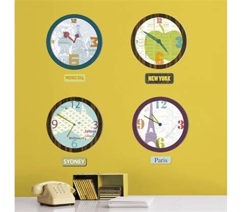 world clock art dorm room wall peel n stick stickers for your college dorm room wall