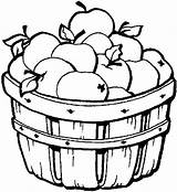 Coloring Apple Basket Pages Apples Clipart Fall Sheet Fruit Bushel Banana Kids sketch template