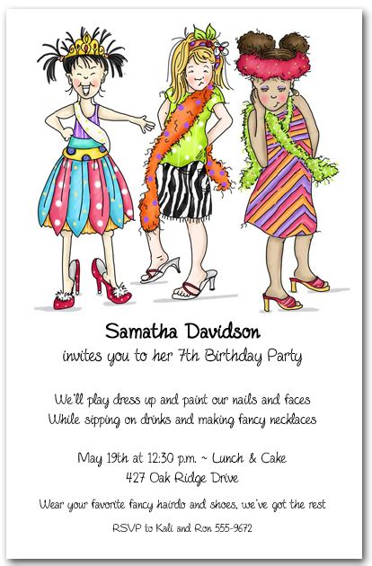 sassy girls dressup party invitation birthday invitation