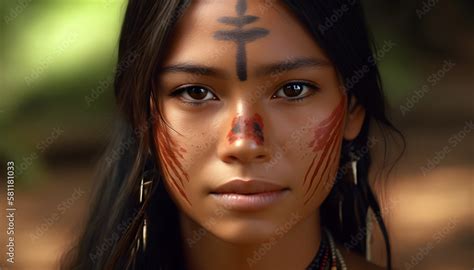 Hermosa Mujer Del Amazonas Poder Y Belleza De La Cultura Indigena Del