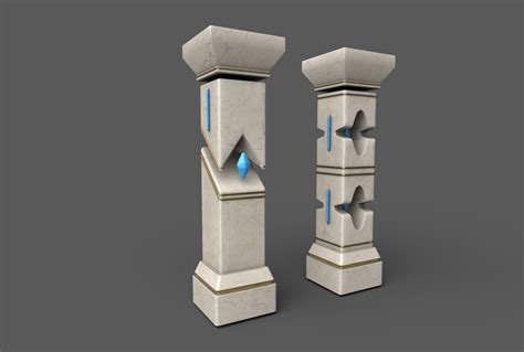 Marble Pillar Set 3d Model