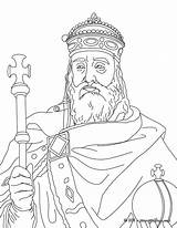 Carlomagno Emperador Rey Occidente Charlemagne Línea Imprimir sketch template