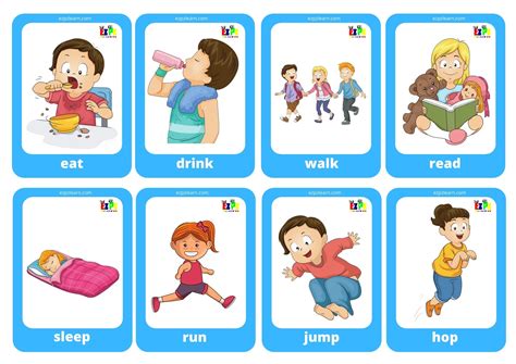 action verbs game cards mini flashcards ezpzlearncom