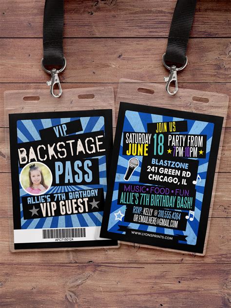 birthday invitation rock star vip pass backstage pass concert ticket birthday invitation