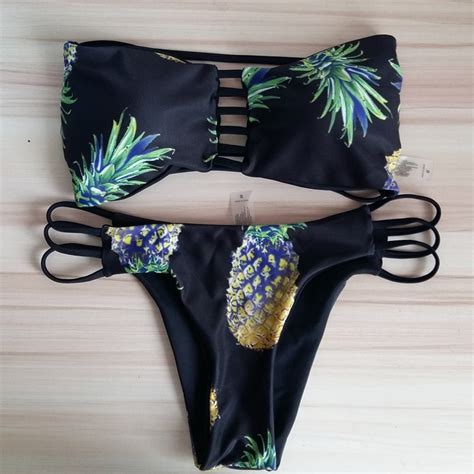 2019 hot design swimwear women bikini set sexy bandeau beach bathing